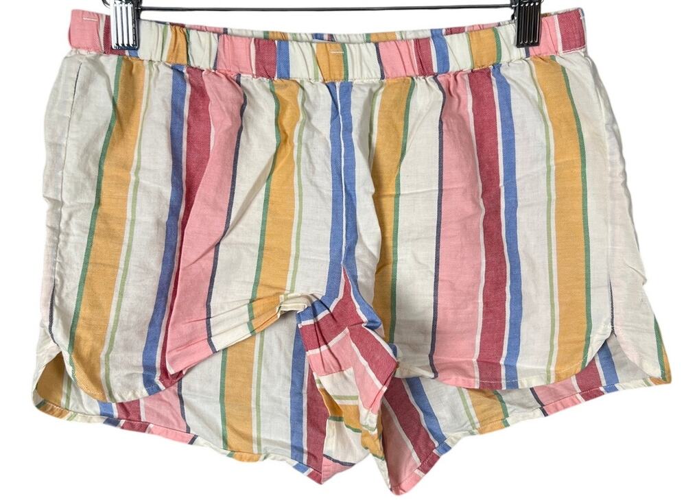 Madewell Striped Smoke Waist Pull On 100% Cotton Women Shorts Size XS